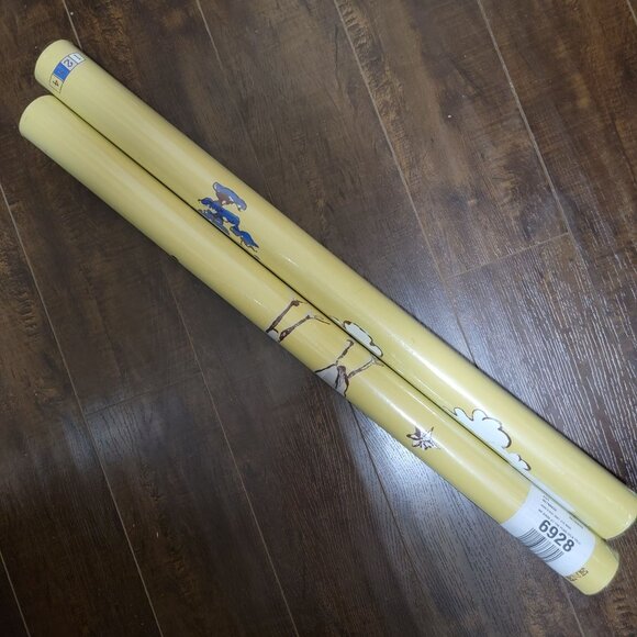 Anthropologie Nottene Birds At The Pond Yellow Wallpaper 2 Rolls Retro Modern - Picture 5 of 7